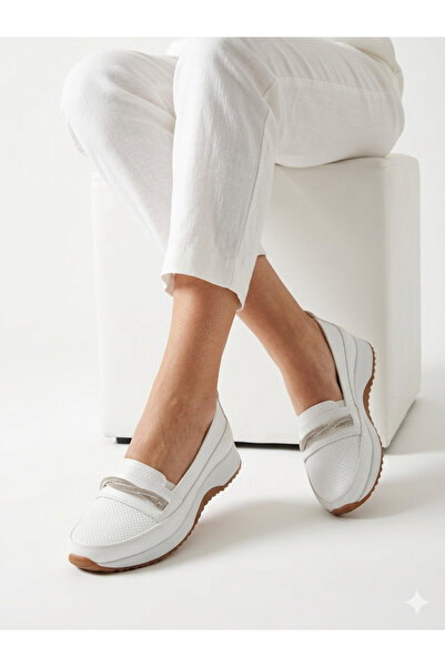 KAOF SHOES Kadın Beyaz Günlük Ayakkabı Ortopedik Anne Ayakkabısı Kadın Babet ...