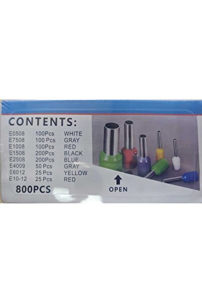 CTR Ticaret 800 Parça İzoleli Kablo Ucu Yüksük Seti - Karışık Renk ve Boyutla...
