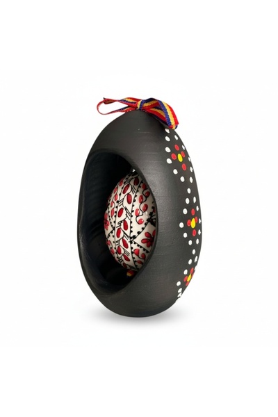 Ceramica Martinescu Ou incondeiat cu suport ceramic – cadou unic handmade, pi...