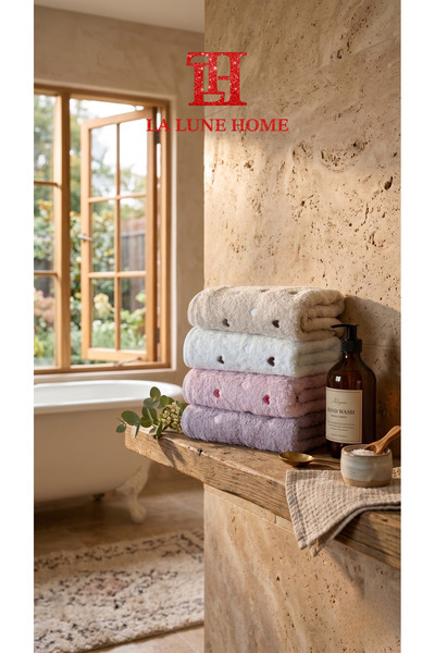 la lune home 50X90 Heart Embroidered Cotton Hand and Face Towel