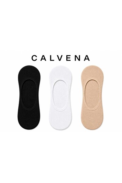 Calvena Kadın Kapalı 3 lü Sihay , Beyaz , Ten , Rengi Suba Çorap