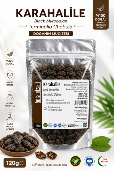 botaniksan Karahalile 120gr – Terminalia Chebula (Siyah Halile) Doğal Bitkise...