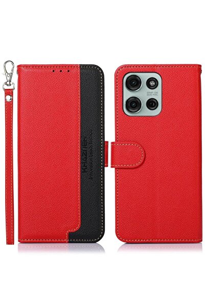 KHAZNEH Litchi Texture Θήκη Πορτοφόλι Red (Motorola Moto G75 5G)