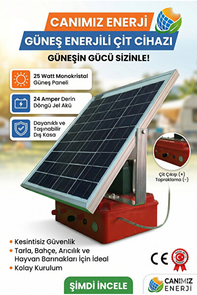 Elektrikliçit Çit Sistemleri Güneş Enerjili Elektrikli Çit Cihazı - Akülü Sol...