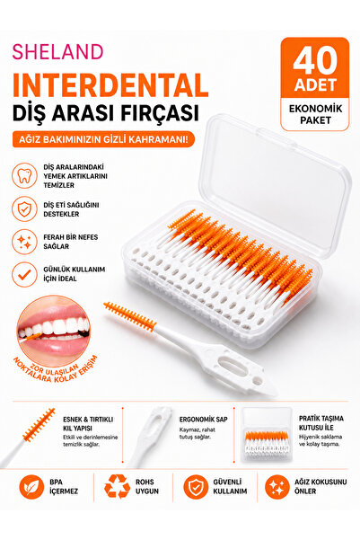 Sheland Oral Care Pro Soft Arayüz Fırçası Metal İçermeyen İnce Uçlu 40 Adet