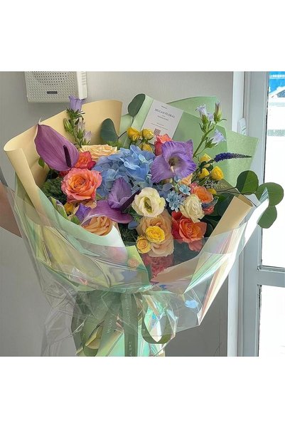 ASL ArtPaper Hologram / Iridescent Transparent Flower Bouquet Packaging and Waterproof Wrapping Paper 58X58 cm - (5 Pieces)