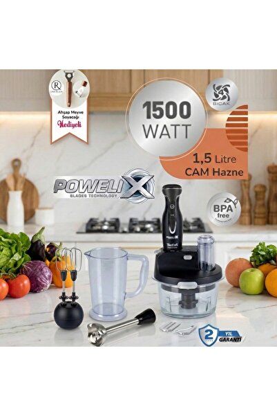 TEFAL Cam Hazneli 1500Waat Yüksek Güç Dilimleyici ve rende 4 Bıçaklı Powelix ...