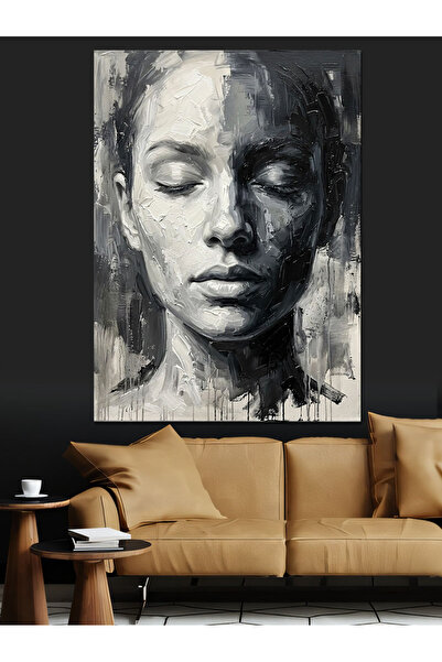 Artmeg Pânză decorativă cu chipul unei femei reflectorizante alb-negru - Tabl...