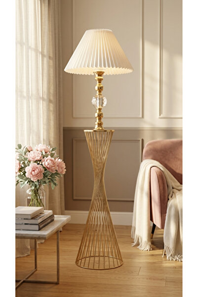 Decodelight Gold Burgu Model Kristal Taşlı Metal Ayaklı Pileli, Hazeran ve Ku...