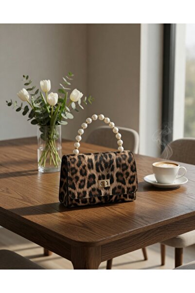 ABAD.HANDMADE Alara çanta leopar desenli el omuz askılı şık tasarım