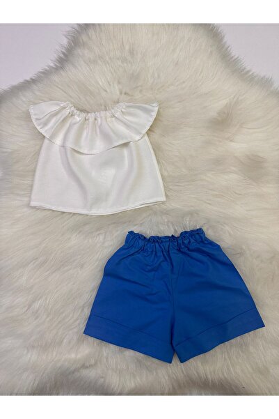 Moda Lina Baby Girl's 2-Piece Set: Madonna Collar White Blouse & Solid Color ...