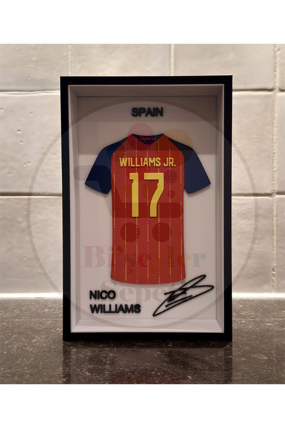 Bi'şeyler Sepeti Nico Williams - İspanya - Forma İmzalı Çerçeve Hediyelik 14x...
