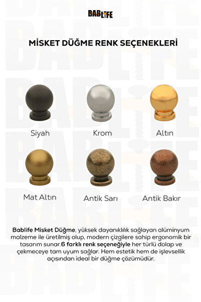 bablife Küçük Misket Düğme Siyah 22mm Çapında Çekmece Dolap Mobilya Kulpları