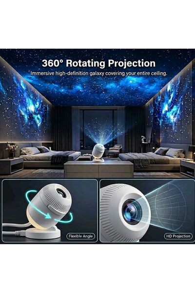 Other جهاز عرض بتصميم مجرة ونحوم 2 في 1 مع مصباح ليلي ليد قابل للتعديل بزاوية 360 درجة مع أفلام إسقاط متعددة وسطوع قابل للتعديل لديكور سقف غرفة النوم والممر (24 نمط)