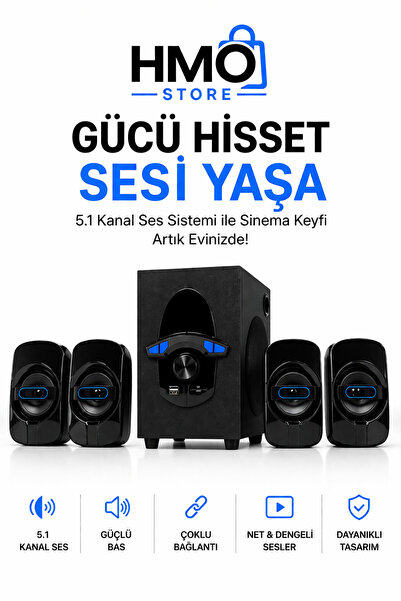 HMO Store HMO Serisi İçin Uyumlu 5+1 Bluetooth Ses Sistemi – Dijital Panel, U...