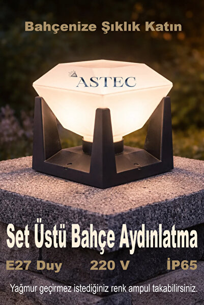 ASTEC Su Geçirmez Elmas Dekoratif Bahçe Aydınlatma Apliği Elektrikli E27 Duy ...