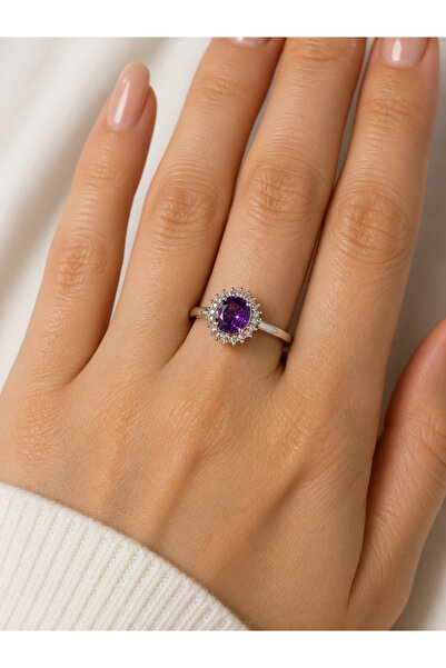 Frost Jewellry 925 ayar ametist taşlı gümüş yüzük