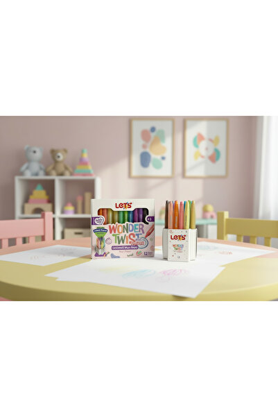 Lets Wonder Twist Pastel Mini Çevirmeli Mum Boya 12 Renk