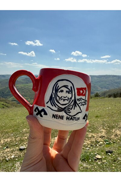 selenge seramik El Yapımı Seramik Kupa – Nene Hatun ve Koç Boynuzu Motifli, Ö...