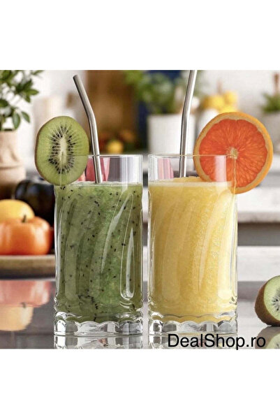 dealshopromania Set of 6 Glass Tumblers 390 ml LAV Wave430, Long Drink, Wavy ...