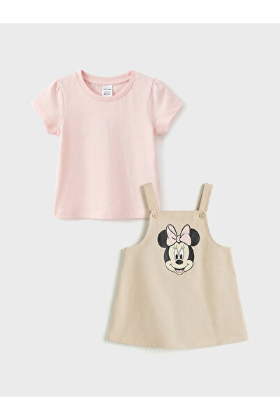 LC Waikiki Set rochie salopetă și tricou pentru fetițe, cu imprimeu Minnie Mouse