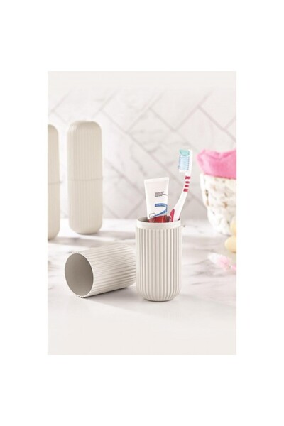 OSKA GLOBAL White Travel Type Toothbrush & Accessory Box & Multi-Purpose Stor...