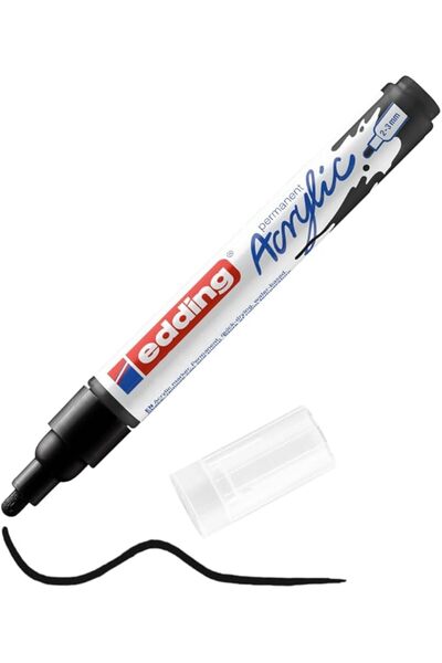Edding 5100 Medium Acrylic Pen - Black, Waterproof, 2-3mm Round Tip, for Canv...