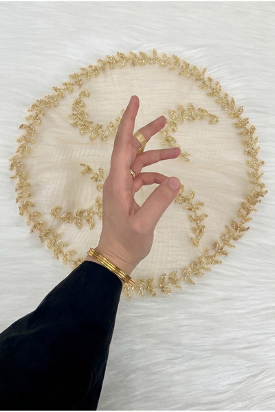 ZEYMERADE Gold Bride Groom Handkerchief, Sparkling Crystal Glass Bead Embelli...