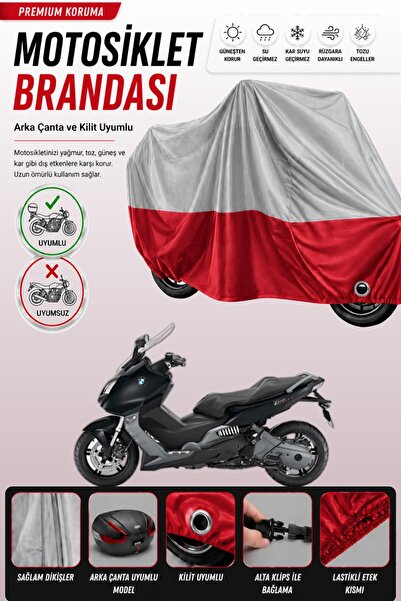 Cemku Double غطاء علوي رمادي اللون - سفلي أحمر، غطاء خلفي متوافق مع دراجة BMW...