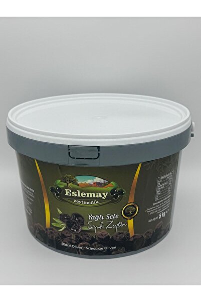 Eslemay zeytincilik Eslemay Yağlı Sele Siyah Zeytin 5 Kg (351-400) XS Boy