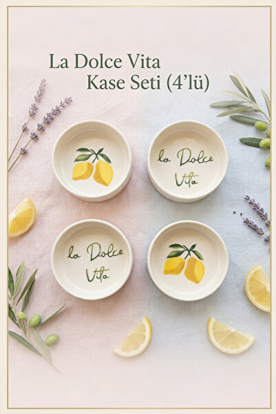 Papart Vita Limon 4 Parça 10 Cm Seramik Kase Seti Çerezlik Sunumluk Kahvaltılık