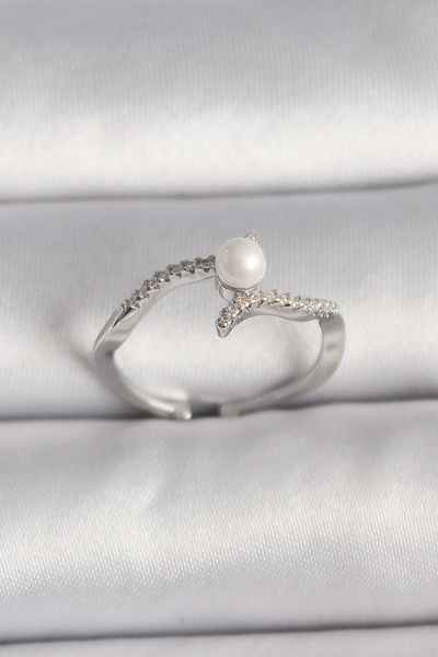 Generic Brand Brass Silver Color Zircon Stone Adjustable Ring
