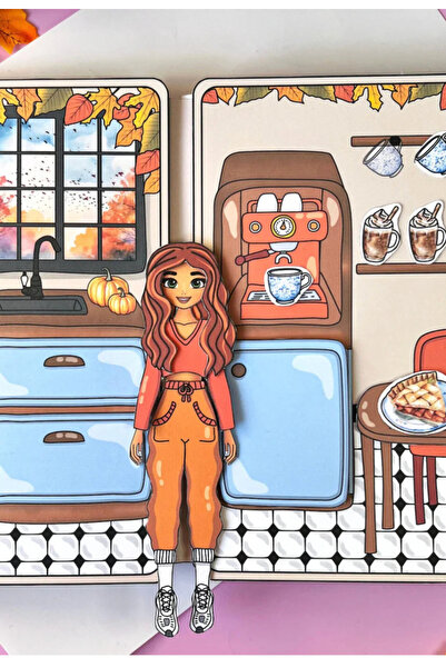 FARCY Paper Doll Kes-Yapıştır-Oyna Sonbahar Evim İnce Motor Becerisi Oyunu