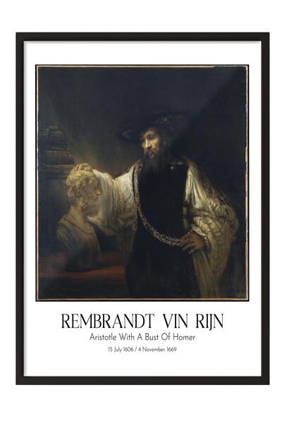 Postifull Rembrandt Vin Rijn - Aristotel sa Homerovom bustom, slika u crnom o...
