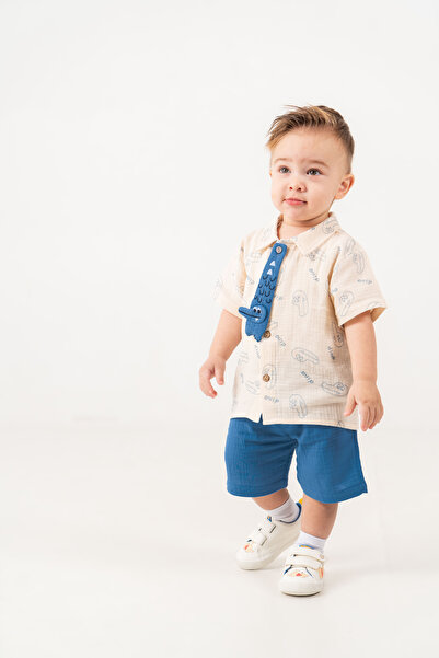 JNF kids Baby Boy Summer Muslin Set with Crocodile Figure