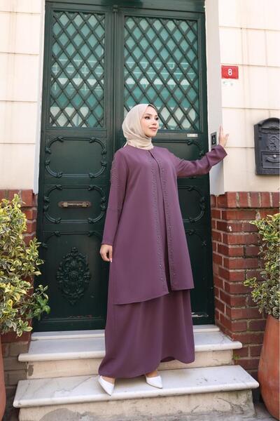 GÖZDE GİYİM BÜYÜK BEDEN ANNE ELBİSE YELPAZE TAŞLI