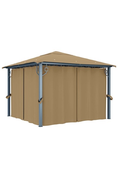 vidaxl FOISOR cu perdele, gri taupe, 300 x 300 cm, aluminiu