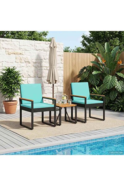 vidaxl Set de Mobilier pentru Exterior cu perna 3 pcs Negru si Turcoaz