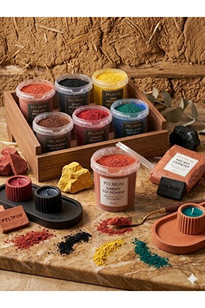 Pelirum Toz Pigment 6 x 100 gr - Dekoratif Taş Tozu Renklendirici Renk Tozu-M...
