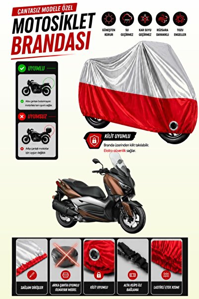 Cemku Twin غطاء محرك ياماها X-Max 300 ABS باللون الرمادي من الأعلى والأحمر من...