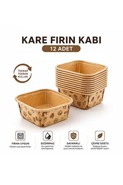 VAN VLECK 12’li Kare Cupcake Kalıbı – Muffin ve Mini Kek için Yapışmaz Kare F...