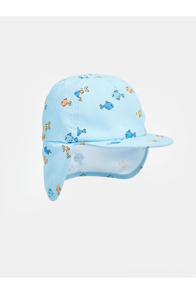 LC Waikiki Fish Patterned Baby Boy Hat with Neck Protection