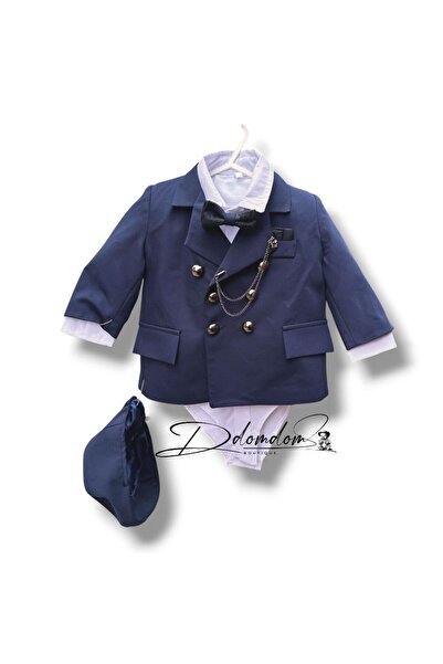 Domdom Boutique Luca suit with bulging buttons, Navy blue color
