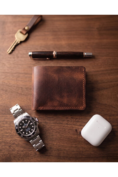 BUO Leather Hakiki Deri Erkek Klasik Cüzdan, Gerçek Deri, Modern Bifold Tasarım