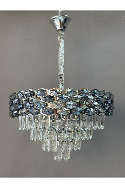 Led YENİ MODEL 50 CM KRİSTAL LÜX SALON AVİZE KROM RENK