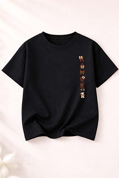 herkesemoda Tricou de damă din bumbac cu decolteu rotund și imprimeu Love Teddy