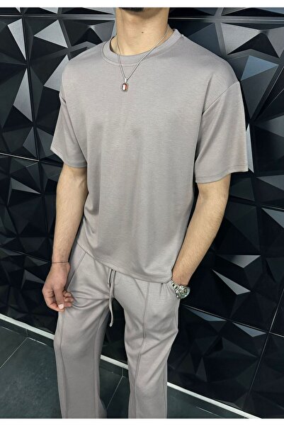 elkumoda Ανδρικό Σετ Μπλουζάκι Oversize Oyso από Ύφασμα με Λαιμόκοψη Ποδηλάτο...