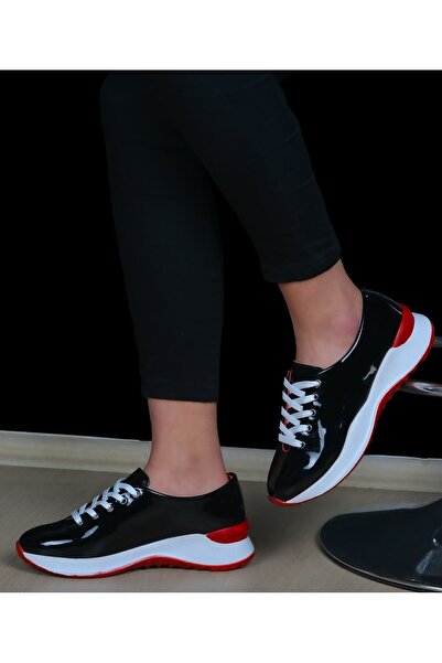 ALVERA COLLECTION Women's Sports Patent Leather Shoes Black Color