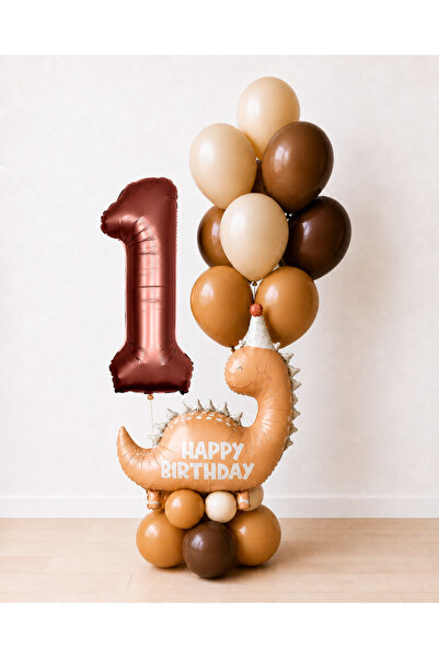 Balonsan Retro Happy Birthday Dinosaur Balloon Garland -1-