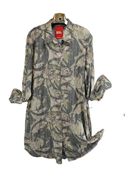 elma abone Super Battal Women's Viscose Patterned Tunic Long Shirt